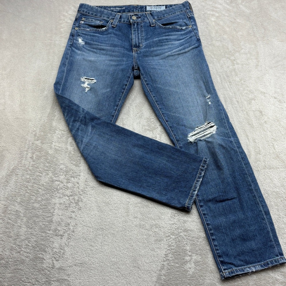 AG Adriano Goldschmied Ex-Boyfriend Slouchy Slim Jeans Women 26R Blue Distressed